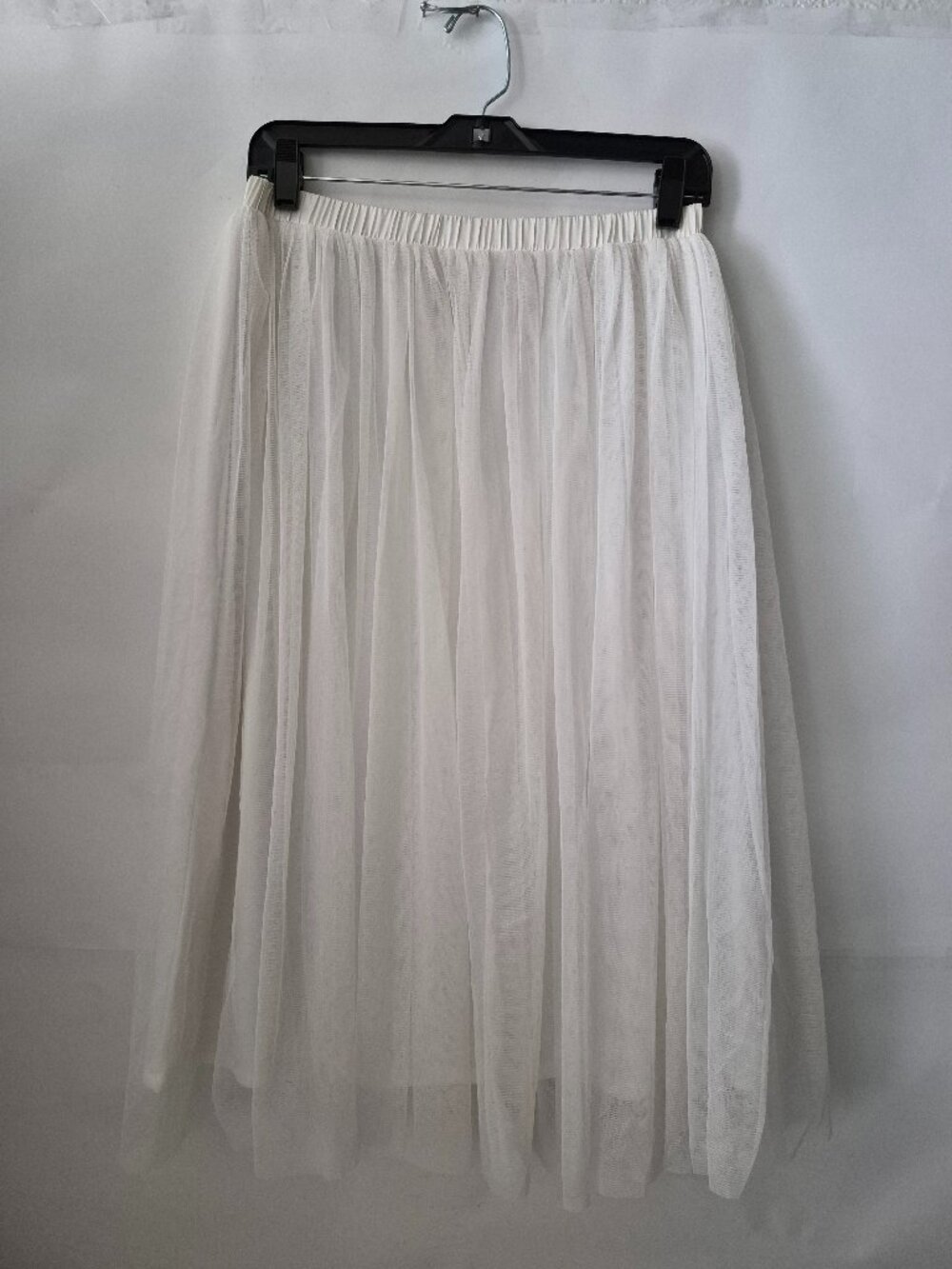 Lace & Beads Womens 12 Whimsical Ivory A-Line Tulle Lined Pleated Midi Skirt